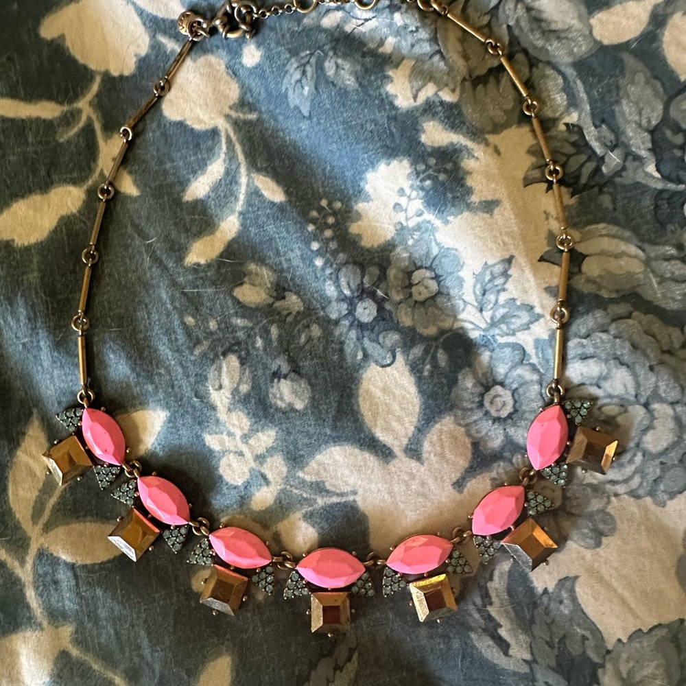 Vintage J Crew gold and pink choker necklace